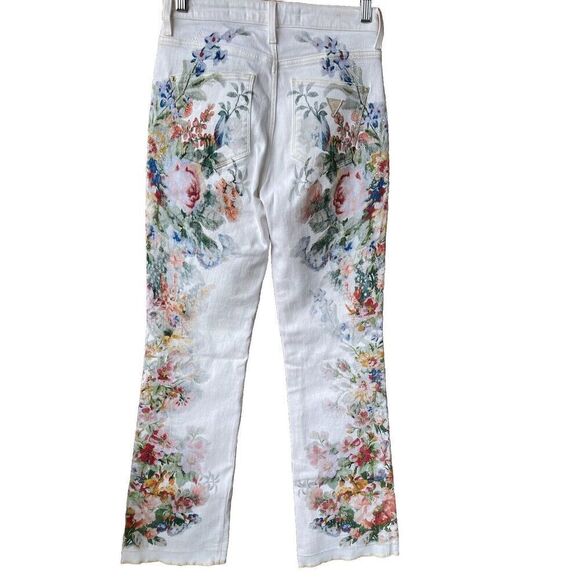 Guess Boot Mid Sexy Boot Floral Jeans Womens Sz 26 Embellishment Denim 26X32 - Picture 7 of 14